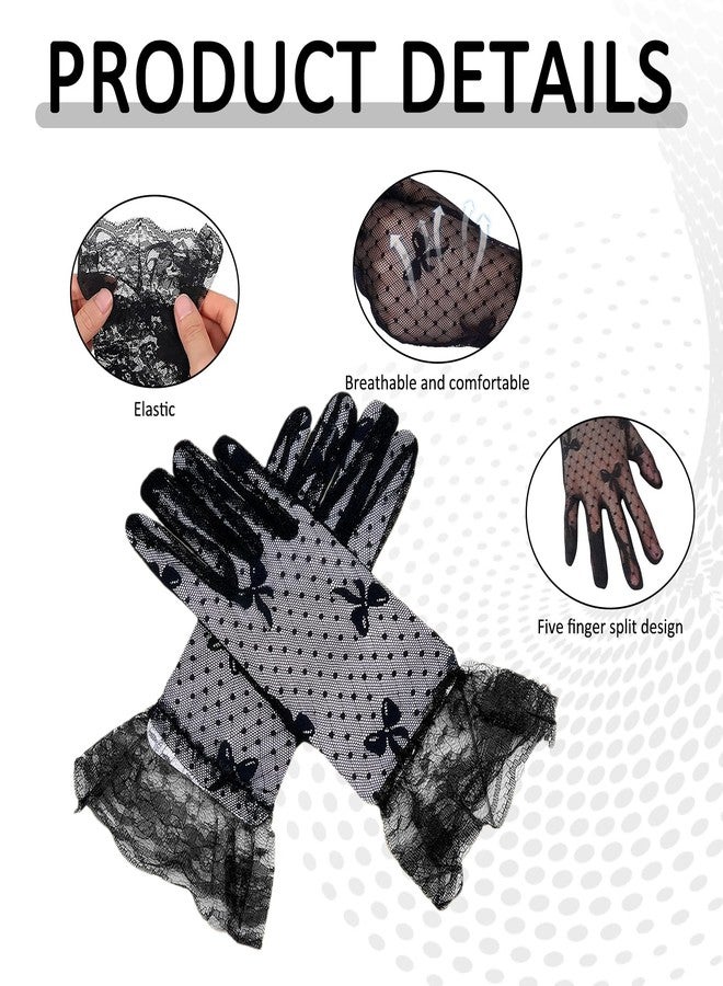 PKRFCJ Birdcage Veil, Black Fascinator Veils for Women Face Veil with Black Lace Gloves for Wedding Cocktail Party Girls Birthday Women Clothing Accessories - Image 5